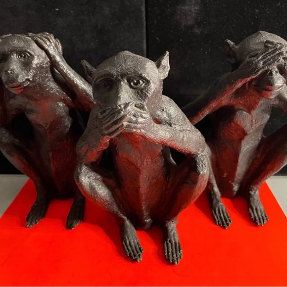 Maitland Smith Bronze Japanese 3 Monkeys -Hear No Evil See No Evil